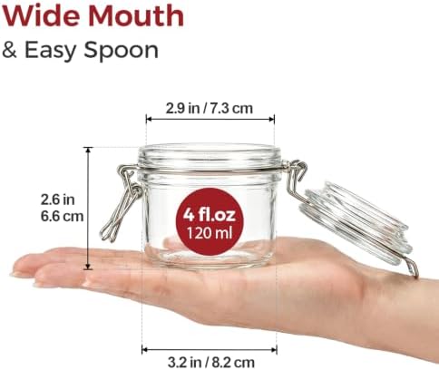 Small Glass Containers with Airtight Lids 4 oz 6 Pack Mini Jam Jars