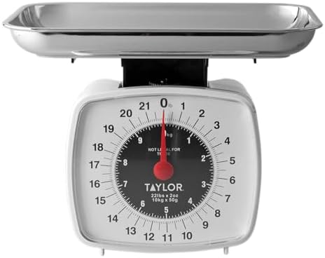 Taylor Analog Kitchen Scale Mechanical Food Scale, 22 lb Capacity, Multicolor