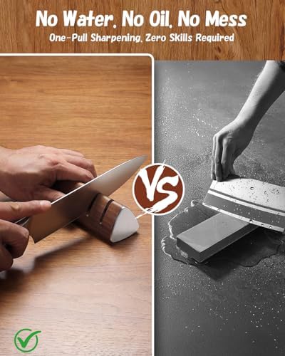 PAUDIN Kitchen Knife Sharpener, Walnut Kitchen Sharpener for Knives