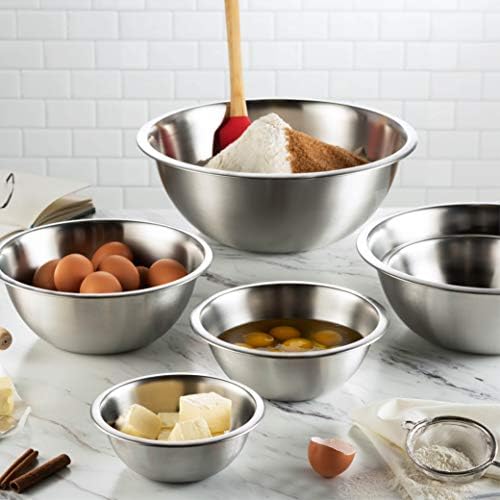 FineDine Stainless Steel Mixing Bowls Set, Dishwasher Safe, 6 Piece Metal Mixing Bowls For Kitchen, Nesting, Large, Small, Big Food Prep, Cooking, Baking (Pack of 2)