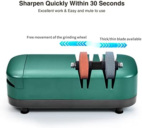 Electric Knife Sharpener, Professional Knife Sharpener for Home, 2 Stages for Kitchen Knives Quick Sharpening & Polishing, with Scissors Sharpening, Green