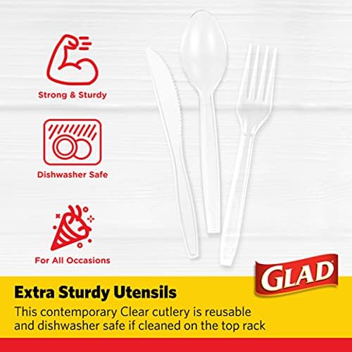 Glad Clear Disposable Plastic Cutlery Set, 150 Count Family Size