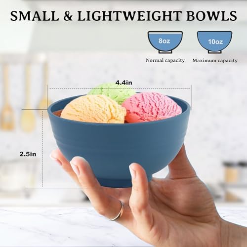 Wheat Straw Bowls, 10 OZ Snack Bowl Set of 8 (Multicolor)