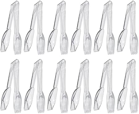 New Star Foodservice 35582 High Heat Plastic, Straight Edge Utility Tong, 6", Clear, Set of 12