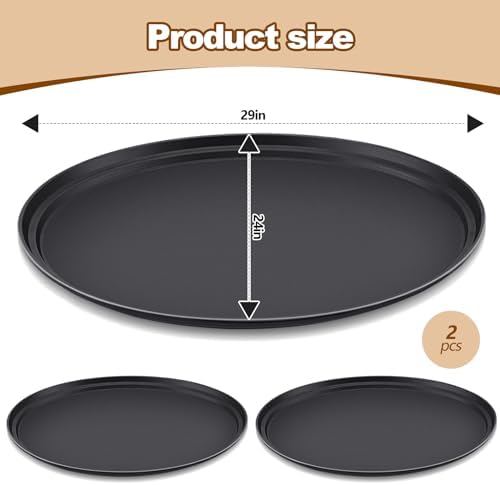 FillTouch 2 Pcs Restaurant Serving Trays Oval, 24 x 29 Inch, Black