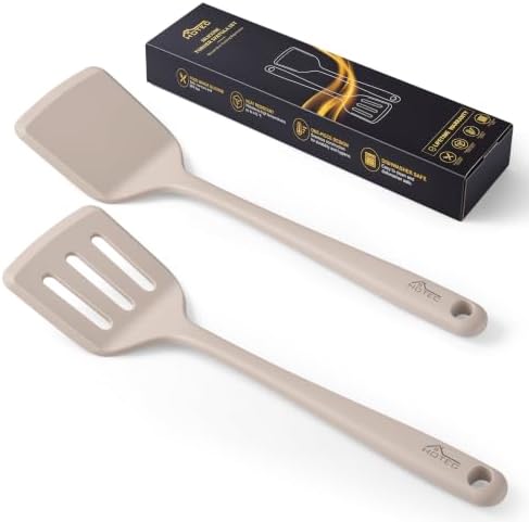 HOTEC 2-Pack Silicone Cooking Turner Spatula set, Khaki