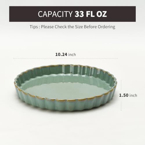 Ceramic Pie Pan for Baking[10 inch],NonStick Ceramic Quiche Baking Dish