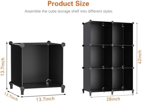 HOMIDEC XLarge Cube Storage Organizer,13.7 Inch Closet Organizer Storage Cabinet Shelf Bookshelf with Metal Hammer, Storage Cubes Organizers Cabinet for Kids, Closet, Bedroom, Bathroom Black