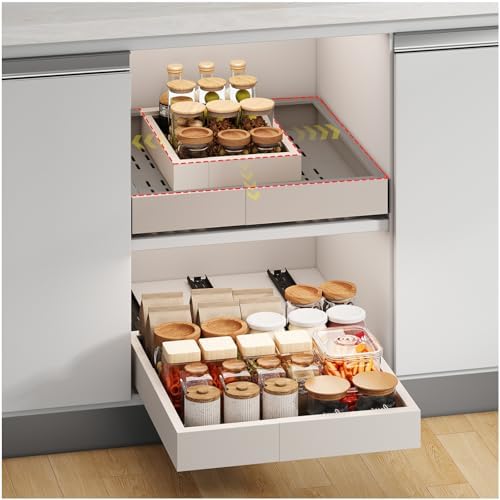 Fokyfok Pull out Cabinet Organizer,11"-16"W,13"-17"D,Expandable,Adhesive