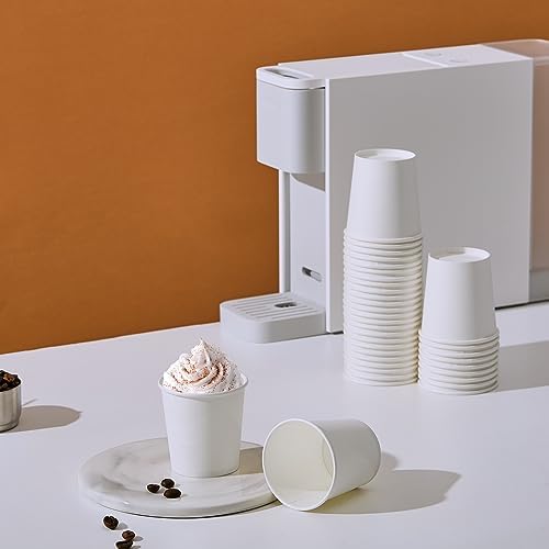 JOLLY PARTY 300Pack 6oz Disposable Paper Coffee Cups White Hot Coffee Cups