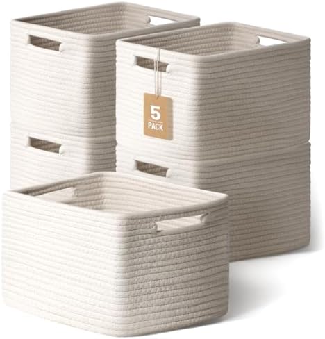 5 Pack Woven Storage Baskets, Decorative Storage Bins for Organizing