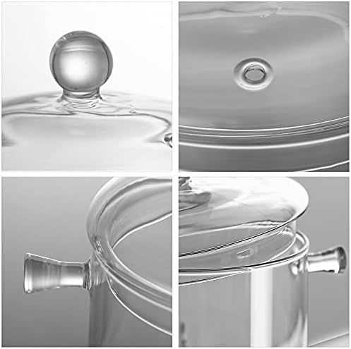 Clear Glass Simmer Pot for Stove Potpourri Cooking Saucepan with Cover Cookware Set Heat-Resistant Stovetop Pot And Pan with Lid, Soup, Milk, Baby Food,Fruit and Spices 1.5L/ 50 FL OZ