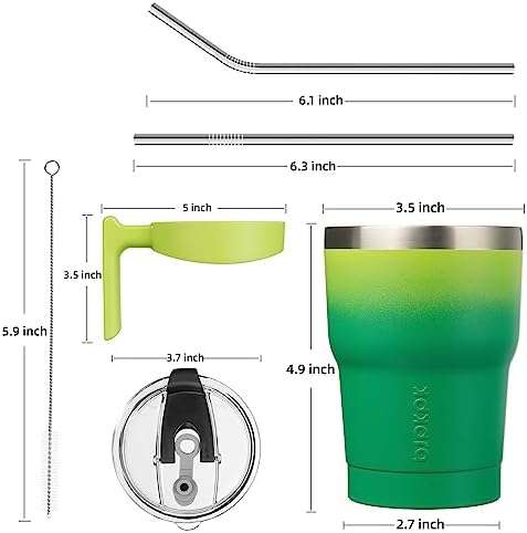 BJPKPK 10 oz Mini Tumbler with Lid, Straw & Handle, Insulated Steel Cup