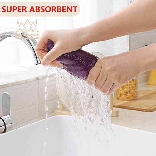 Homaxy 100% Cotton Waffle Weave Kitchen Dish Cloths 6-Pack, Purple