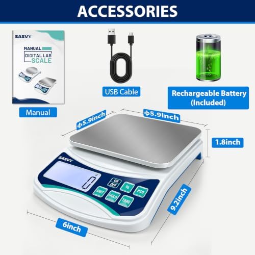 Baking Scale, Digital Lab Scale for Precise Measurements, Lightweight and Portable