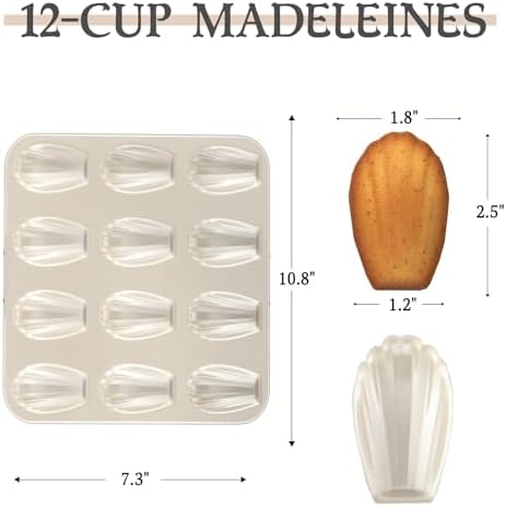 Madeleine Pan Set, 12-Cavity Nonstick Carbon Steel Baking Pans, 2 Pack