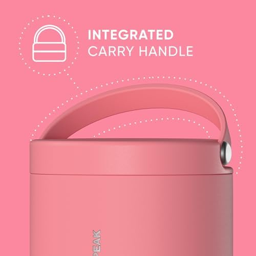 Hydrapeak 18oz Stainless Steel Vacuum Insulated Food Jar | Hot Food and Cold Food, Wide Mouth Leak-Proof Soup Jar for Adults, 10 Hours Hot and 16 Hours Cold (Neon Crush)