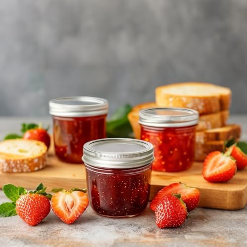 ComSaf 8 oz Wide Mouth Mason Jars, 6 Pack Small Half Pint Jars with Lids