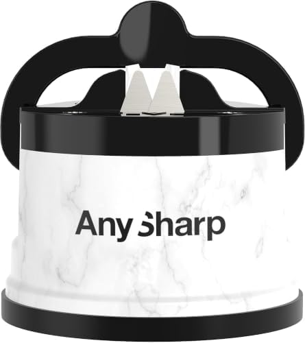 AnySharp – Editions – Easy to Use, Hands Free Knife Sharpener, White Marble