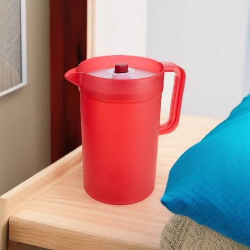 GoodCook 1-Gallon Plastic Airtight Pitcher with Vacuum Seal Lid, 1 Gallon, Red