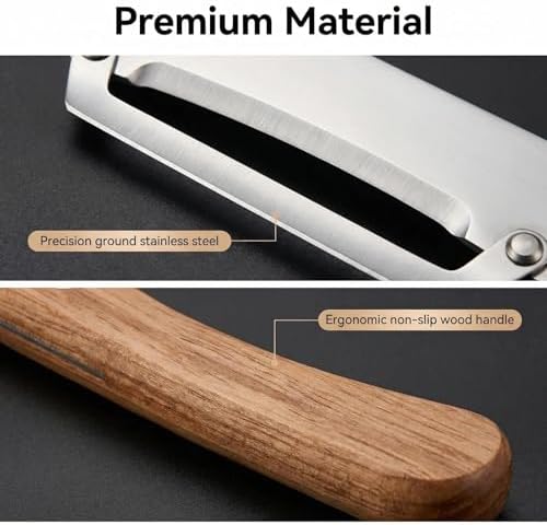 NEW Premium Vegetable Peeler with Wooden Handle and Bottle Opener: 2-in-1 Stainless Steel Kitchen Tool for Fruit Apple Potato Pumpkin Papaya (1Pcs)