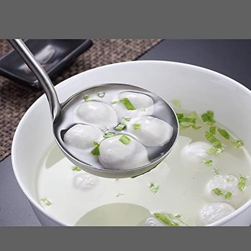 Soup Ladle Stainless Steel Scoop Spoon 304 Stainless Steel Utensils for Cooking with Anti-Scald Design kitchen tool for Soup, Stew, Chili and Gravy Silver 13.58 Inches