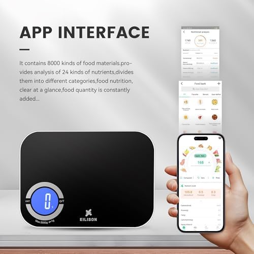 EILISON Smart Kitchen Food Scale,Bluetooth,8000g Cap,Nutrition Calculator