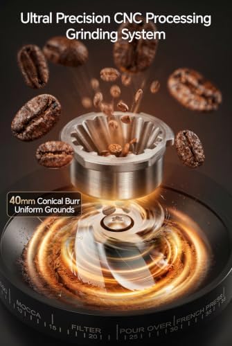 Conical Coffee Bean Grinder, 38 Precise Settings, Anti-Static