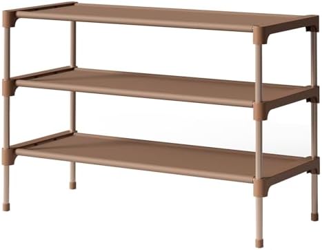 Kitsure Shoe Rack - Non-Woven Shoe Rack Shelf, 27.5" Wide - 3 Tier, Brown