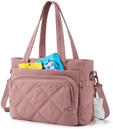 BAGSMART Lunch Bag Women Large Lunch Box Insulated Tote Bag with Multi-Pockets Quilted Puffy Tote for Work, Outdoors