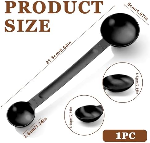 Double Sided Measuring Spoon Stainless Steel Coffee Scoop Teaspoon Measuring Spoon 1 Tsp (5ml) & 1 Tbsp (15ml) Dual-Measure Long-Handle Spoons Coffee Measurings Spoons (Black)