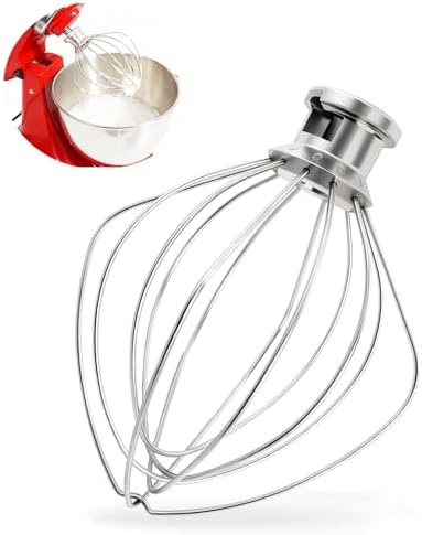 Dishwasher Safe K45WW Wire Whip for Kitchenaid Whisk Attachment 4.5QT-5QT Tilt-Head Stand Mixer,-All Stainless Steel Kitchen aid Whisk Attachment for Cream, Frostings, Cakes