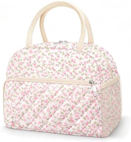 Coobiiya Lunch Box Lunch Bag for Women Men,Reusable Cute Lunch Pail bag,Leakproof,Insulated LunchBox Tote Compact 10L, Cooler Lunch Container for Work Travel Office Floral