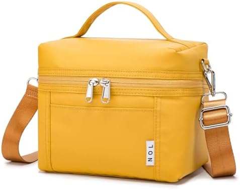NOL Insulated Lunch Bags for Women Cooler Bag Lightweight Nylon Waterproof Lunch Box for Work Small Earth-yellow 4L