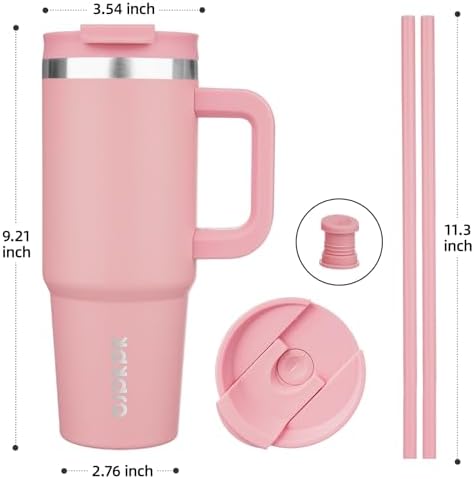 BJPKPK 30 oz Insulated Tumbler with Handle & Straw, Stainless Steel