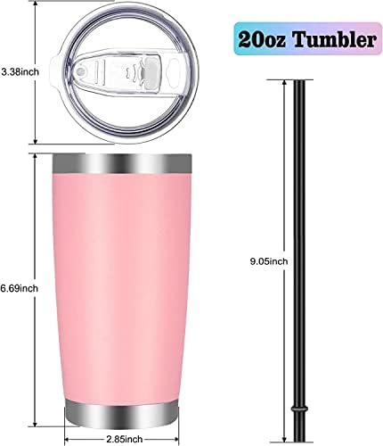 VEGOND 20oz Tumbler with Lid and Straw Stainless Steel Tumbler Cup Vacuum Insulated Double Wall Travel Coffee Mug Powder Coated Coffee Cup, Pink, 1 Pack