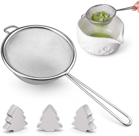 Matcha Whisk Set,Matcha Sifter with 40 Mesh Sieve&3 Weighted Beads