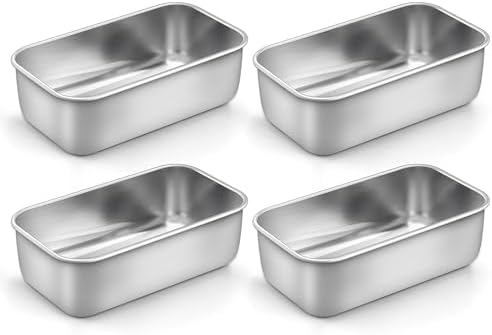 LIANYU 4 Pack Stainless Steel Mini Loaf Pan for Baking Bread, 6.3 x 3.5 In