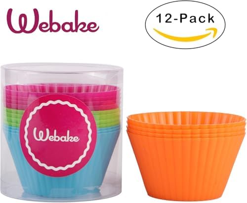 Webake Jumbo Silicone Muffin Cups, 3.5 Inch Nonstick Cupcake Liners 12-Pack