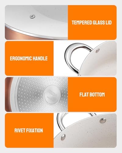 BEZIA 6 Quart Nonstick Stock Pot with Lid, Induction Compatible Cooking Pot