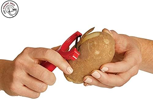 Kuhn Rikon Potato Peelers (Set of 2) with Carbon Steel Blade. Vegetable Peeler. Light Speed Peeler. Ideal for Left or Right-Handed Cooks. Red and Green