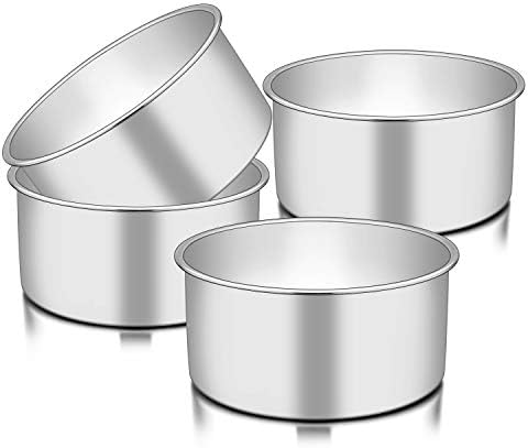 TeamFar 6 Inch Cake Pan, 6” x 3” Stainless Steel Round Baking Pan Set of 4