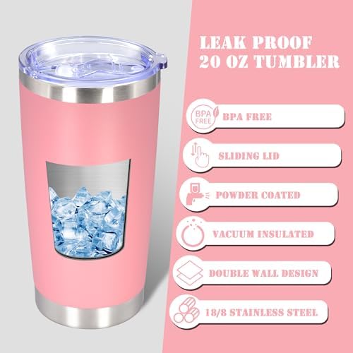 20 oz Tumbler Insulated Tumblers Stainless Steel Coffee Mug,Pink 6PCS