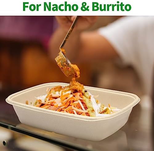 bloomoon 32 oz Large Rectangle Paper Bowls 100 Pack for Burrito Taco Salads