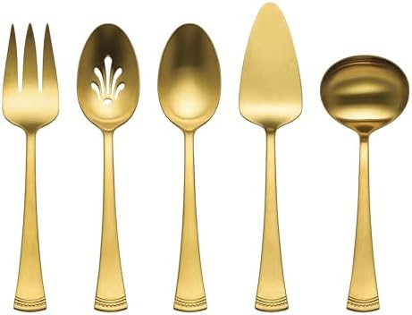 Lenox Portola Gold Satin 5-Piece Silverware Serving Set, Flatware