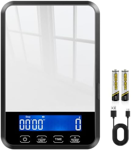 Letron Food Scale, 33 lb / 0.1 oz High Precision Kitchen Scale for Sourdough Bread, Built-in 7 Units, Timing & Tare Function, Rechargeable Digital Kitchen Scale for Food, Baking, Cooking, White
