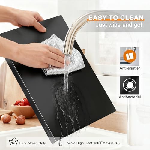 Black Cutting Boards for Kitchen, Large Acrylic Cutting Board with Counter Lip Countertop Protector, Non-Slip Tablas Para Picar Cocina, Kitchen Decor Apartment Essentials House Warming Gifts(24"x18")