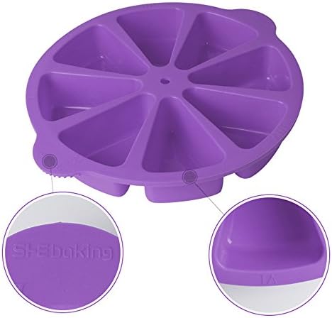 SHEbaking Scone Pan Silicone Triangle Cake Mold for Baking Nonstick Cornbread Pan 8 Cavity Pie Silicone Mold Perfect for Brownies, Muffin, Cupcake, Soap, polenta, or biscuits (Light Purple)