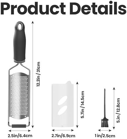 Cheese Grater, Lemon Zester, Fine Cheese Grater with Handle, Width 2.5 inch