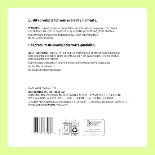 Amazon Basics Everyday Paper Plates, 8.62 Inch, Disposable, 300 Count, Packaging May Vary